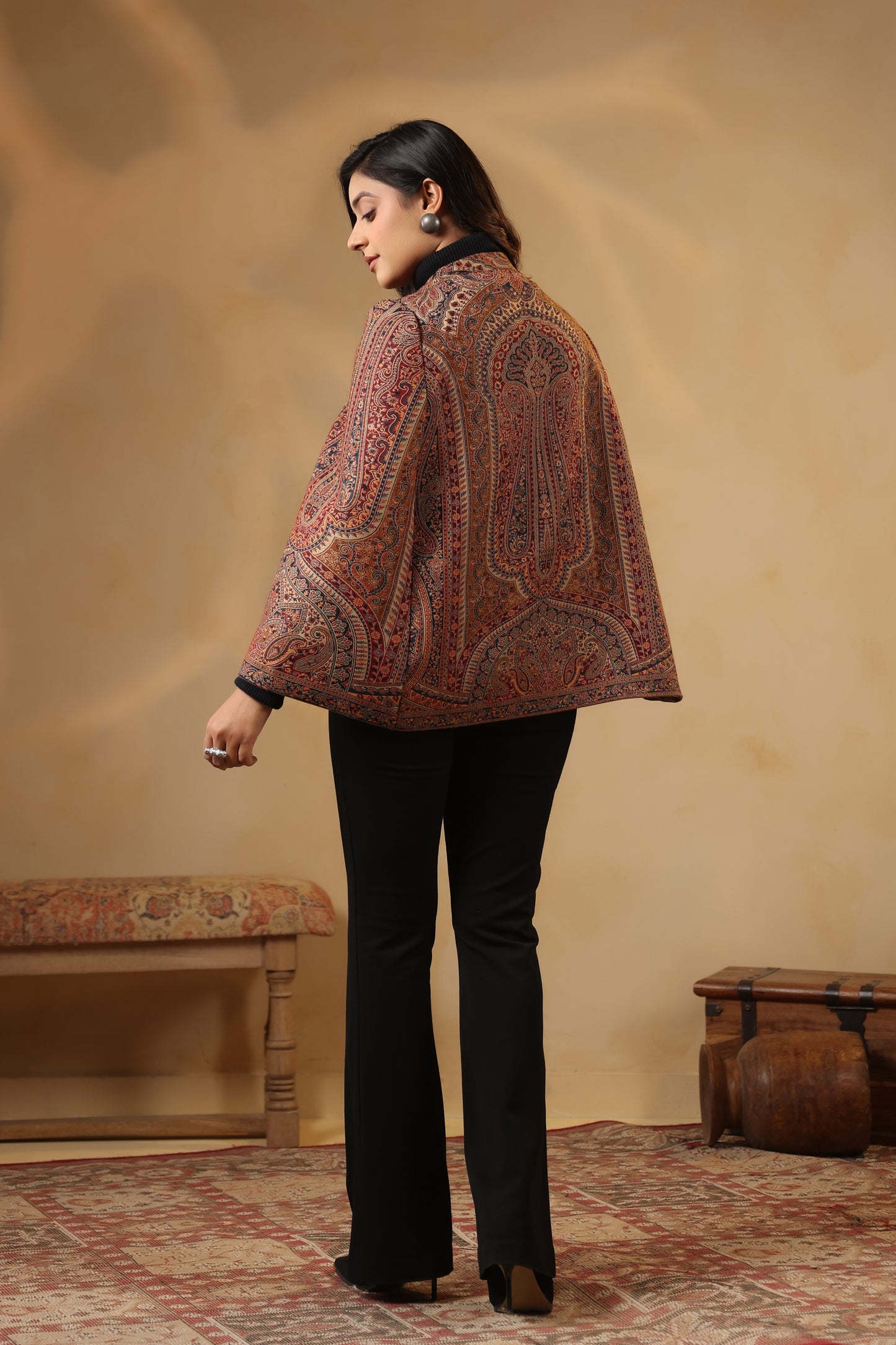 Women's Royal Designer Paisley Weave Jacket Cape | Multicolour