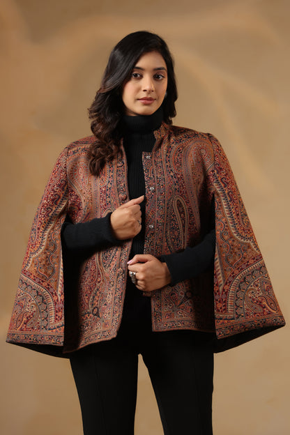 Women's Royal Designer Paisley Weave Jacket Cape | Multicolour