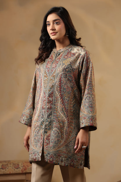 Women's Kaani Woven Winter Kurta | Multicolour