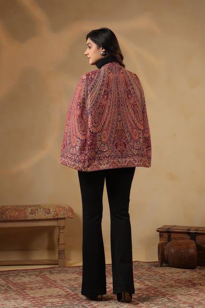 Women's Royal Designer Paisley Weave Cape Jacket | Multicolour