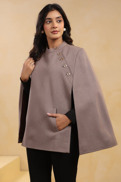 Women's Tweed Luxury Cape Jacket Shrug | Brown