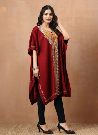 Aari Paisley Embroidery Maroon Pheran Shrug - view 6