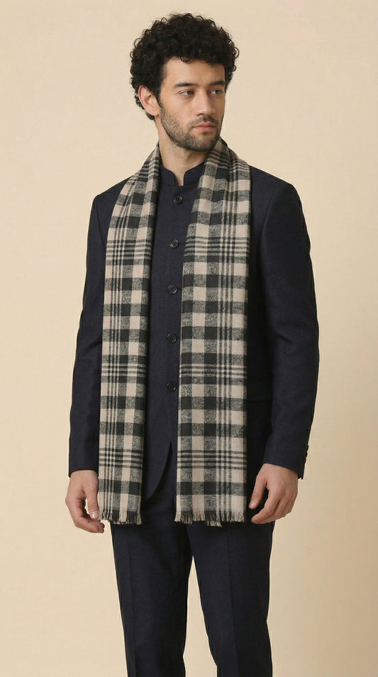 Ultra Soft Woven Stole for Men | Cream