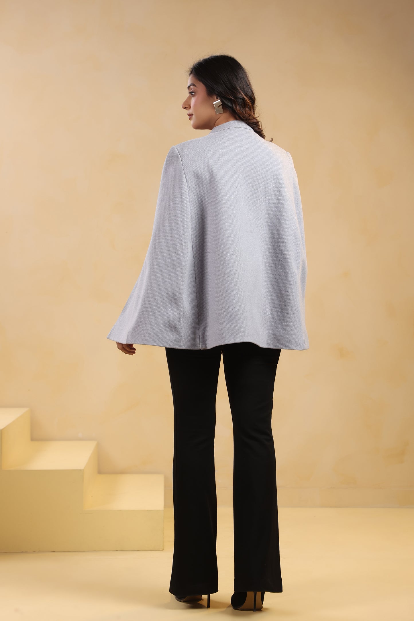 Women's Tweed Luxury Cape Jacket Shrug | Blue