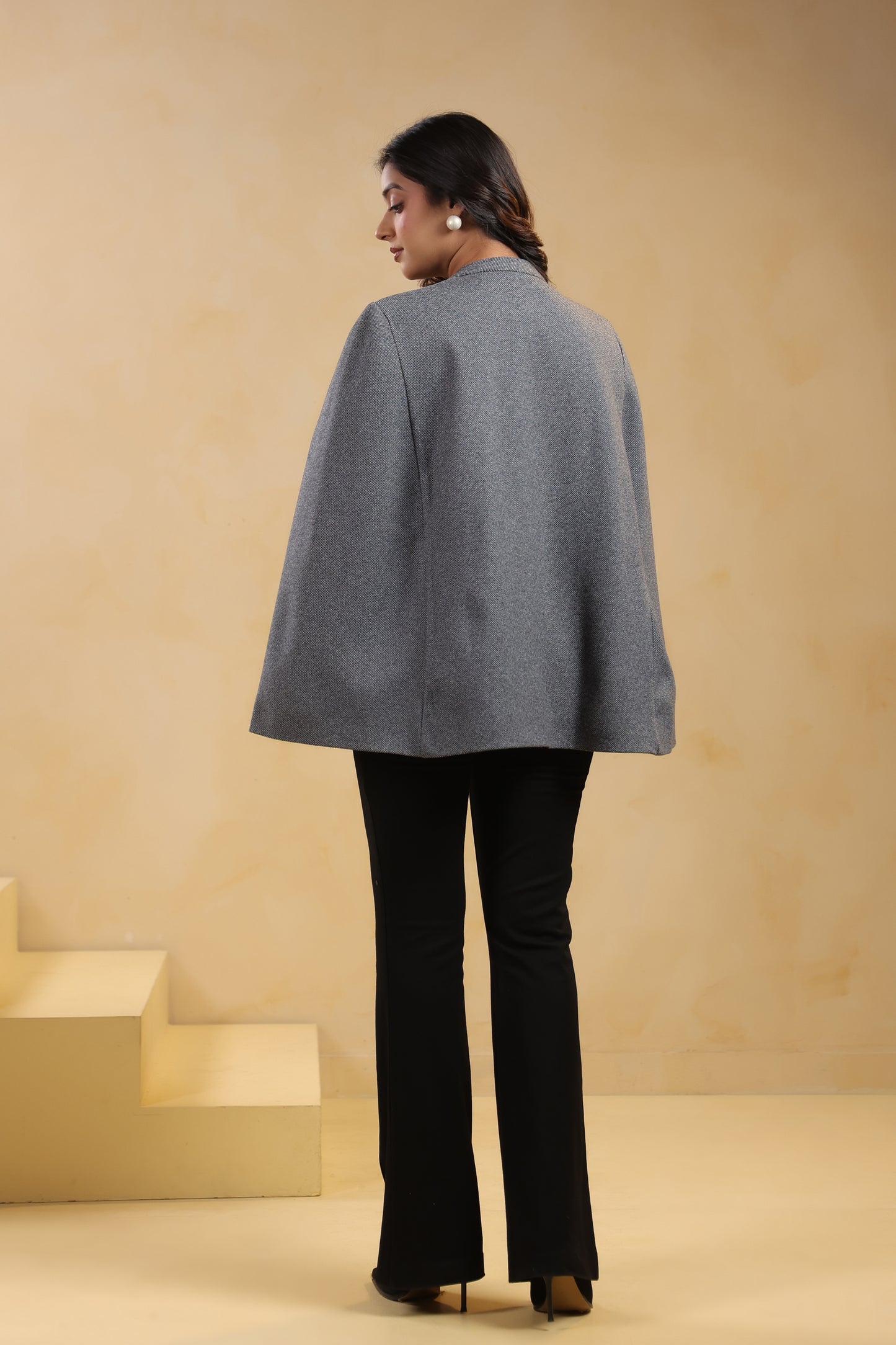 Women's Tweed Luxury Cape Jacket Shrug | Grey