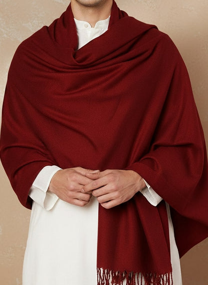 Men Lightweight Solid Color Warm Stole | Maroon