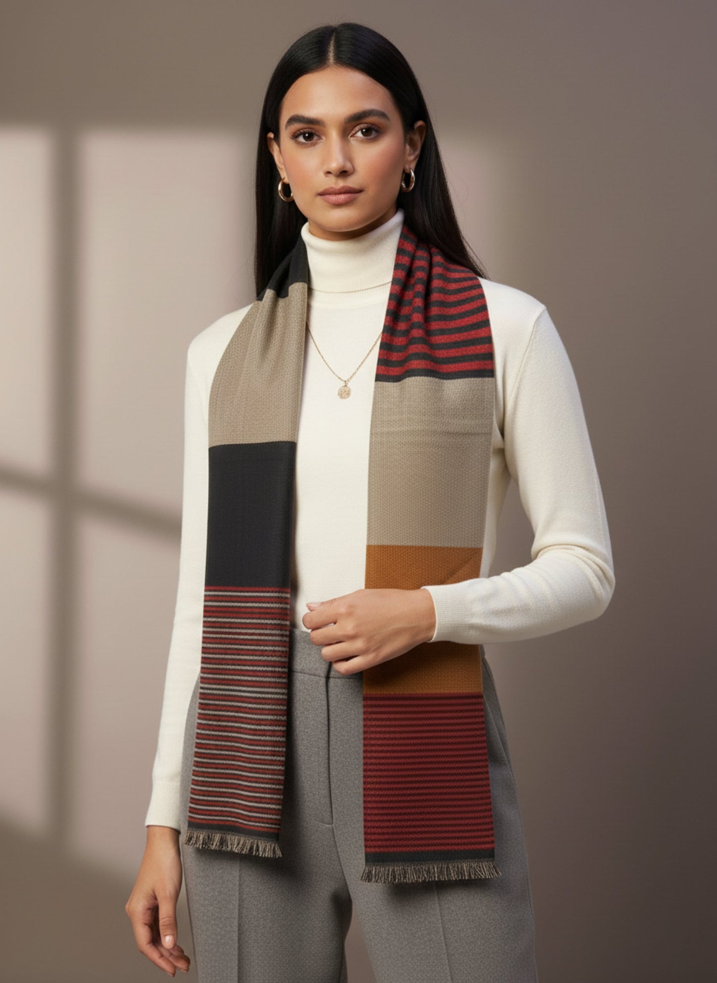 Soft Woollen Muffler for Women | Multicolour Stripe Scarf