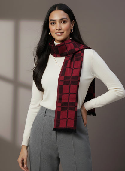 Soft Woollen Muffler for Women | Red Neck Scarf