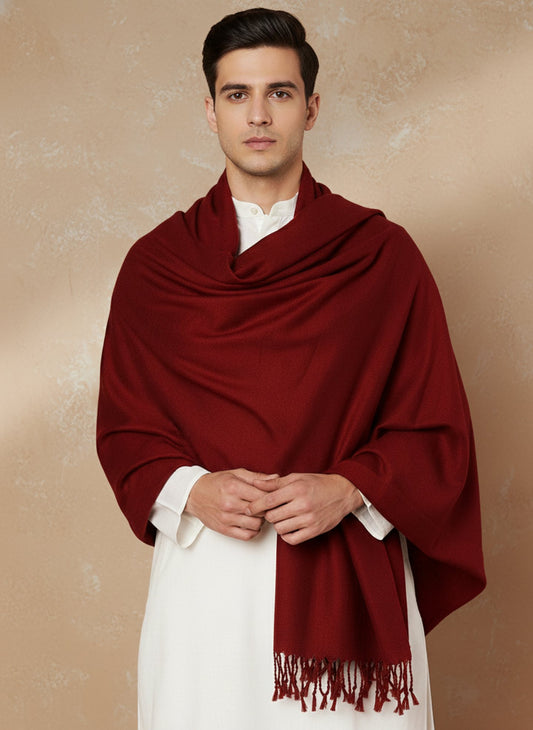Men Lightweight Solid Color Warm Stole | Maroon
