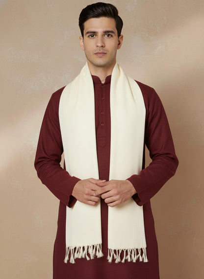 Men Lightweight Solid Color Warm Stole | Off White