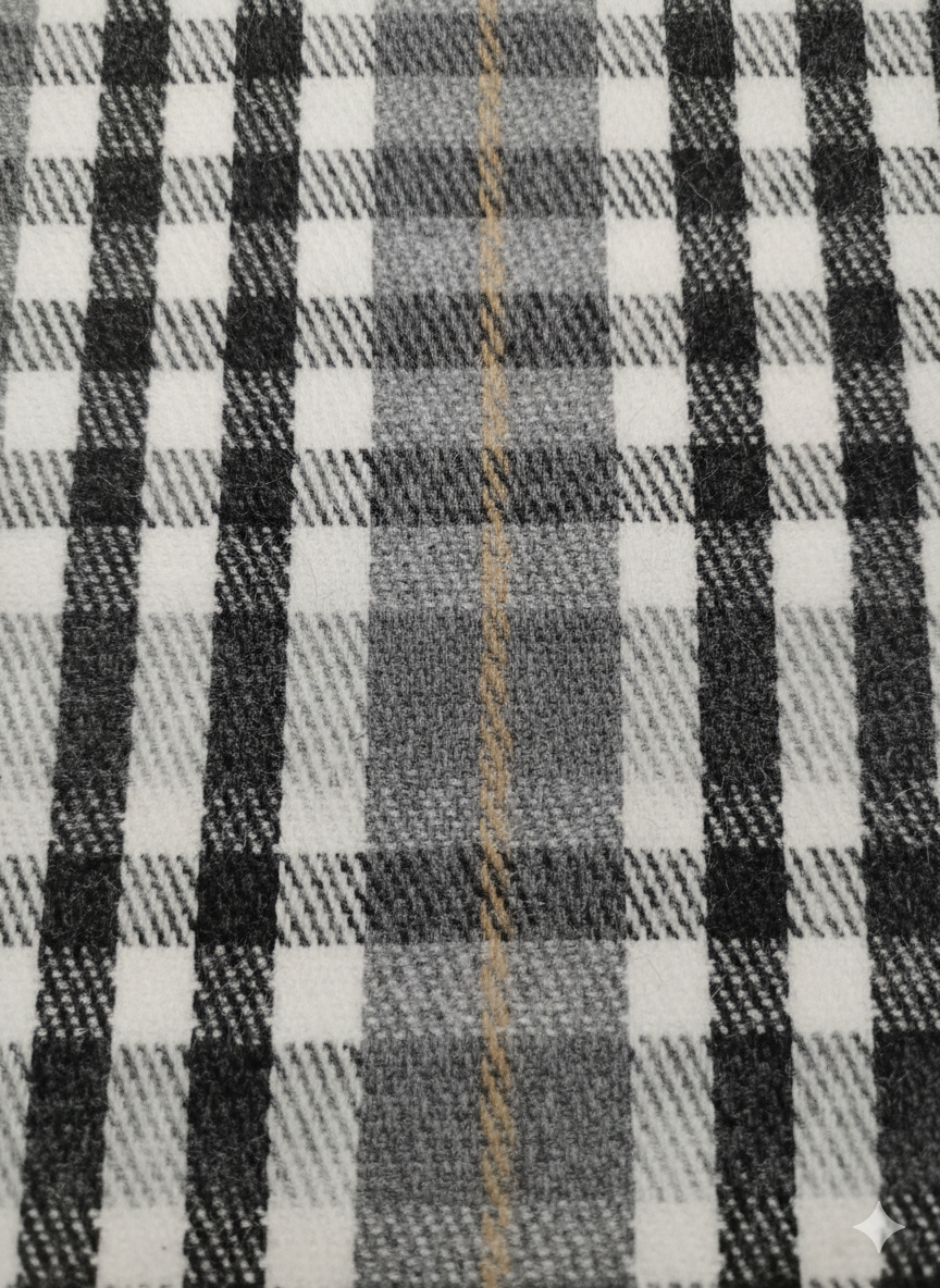 Soft Woollen Muffler for Women | Grey Black Check Scarf