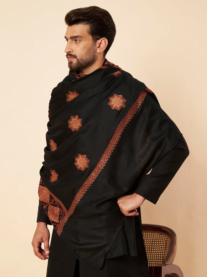 Pure Wool Shawl with Royal Motifs Sozni Embroidery - view 5