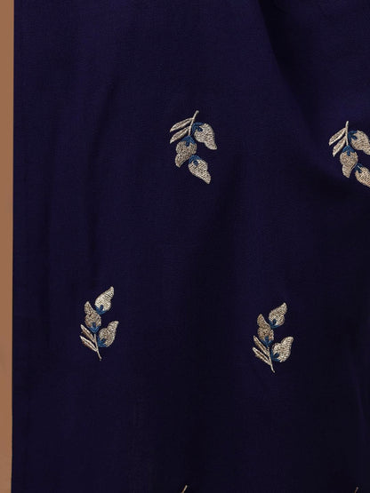 Woolen Embroidered Stole for Women | Blue - view 5