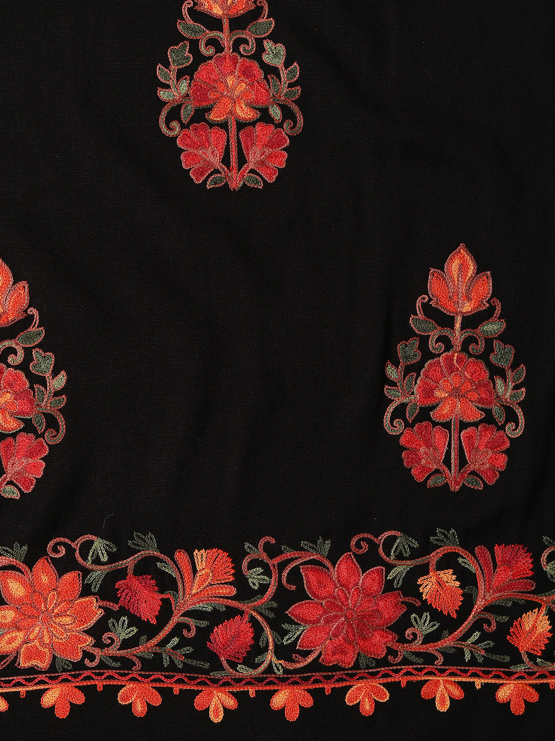 Kashmiri Aari Embroidered Woollen Stole for Men | Black - view 4