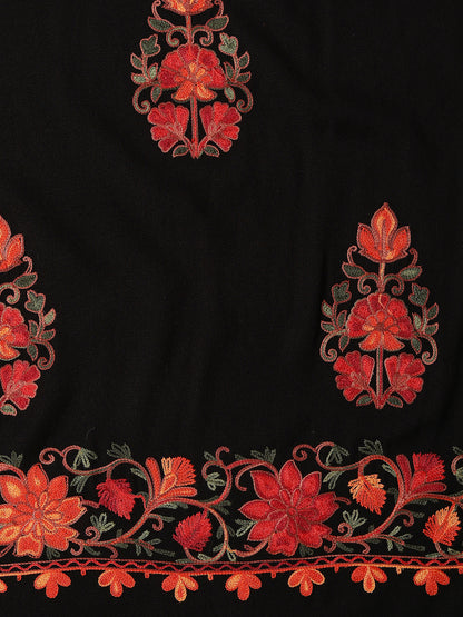 Kashmiri Aari Embroidered Woollen Stole for Men | Black - view 4