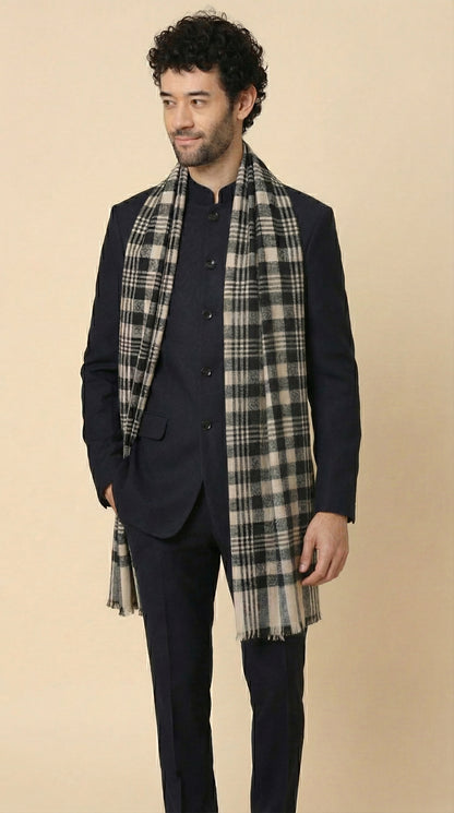 Ultra Soft Woven Stole for Men | Cream - view 2
