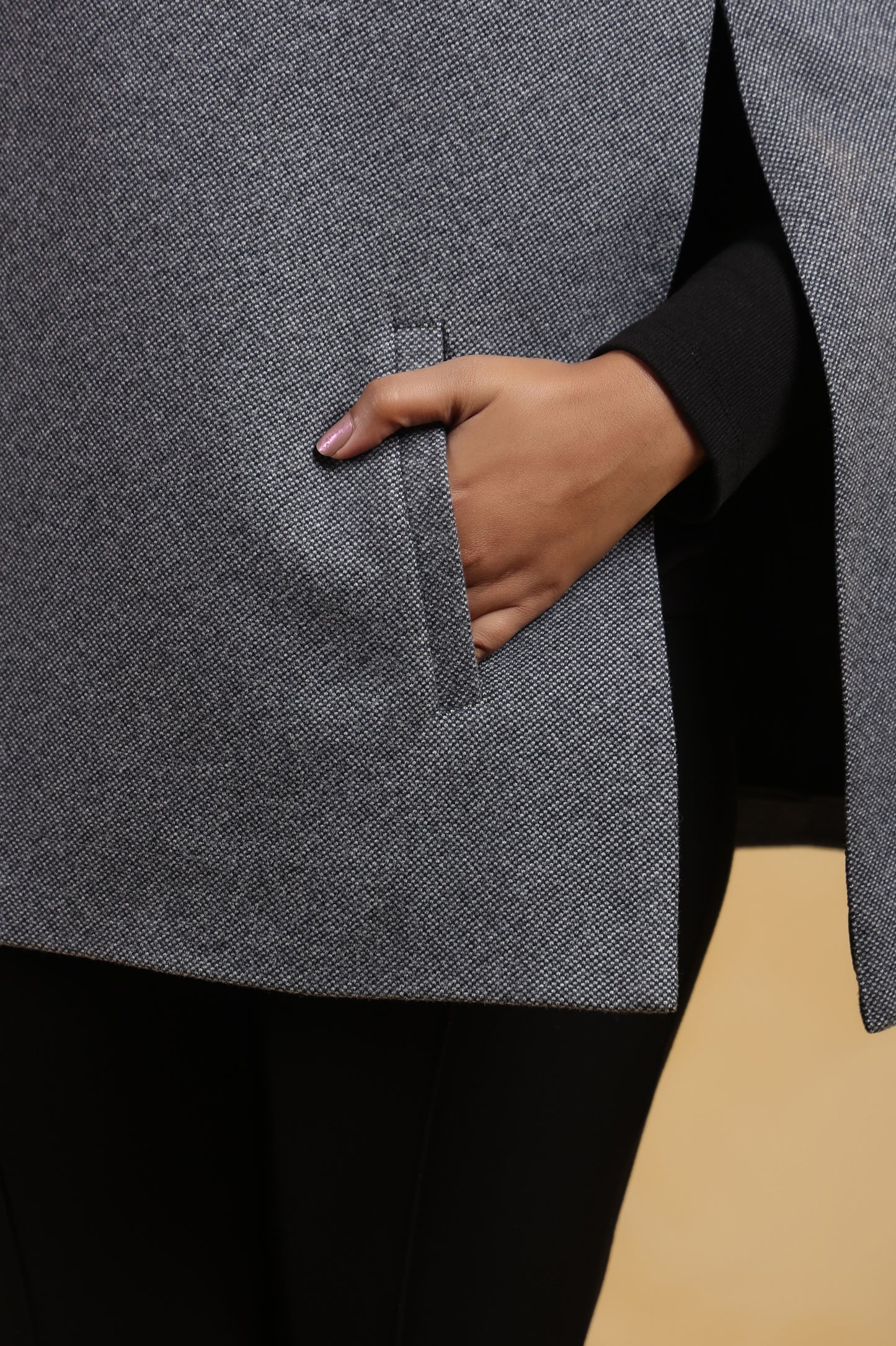 Women's Tweed Luxury Cape Jacket Shrug | Grey
