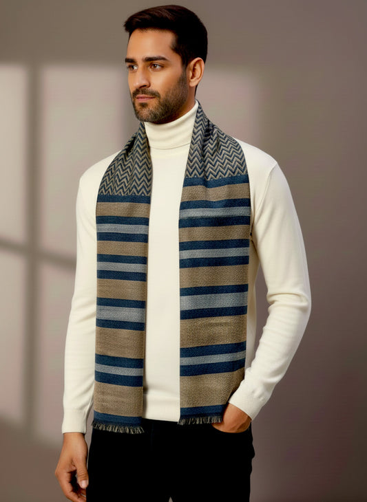 Soft Woollen Muffler for Men | Copper Grey Scarf