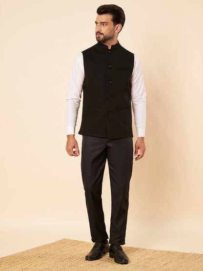 Men's Tweed Nehru Jacket | Black