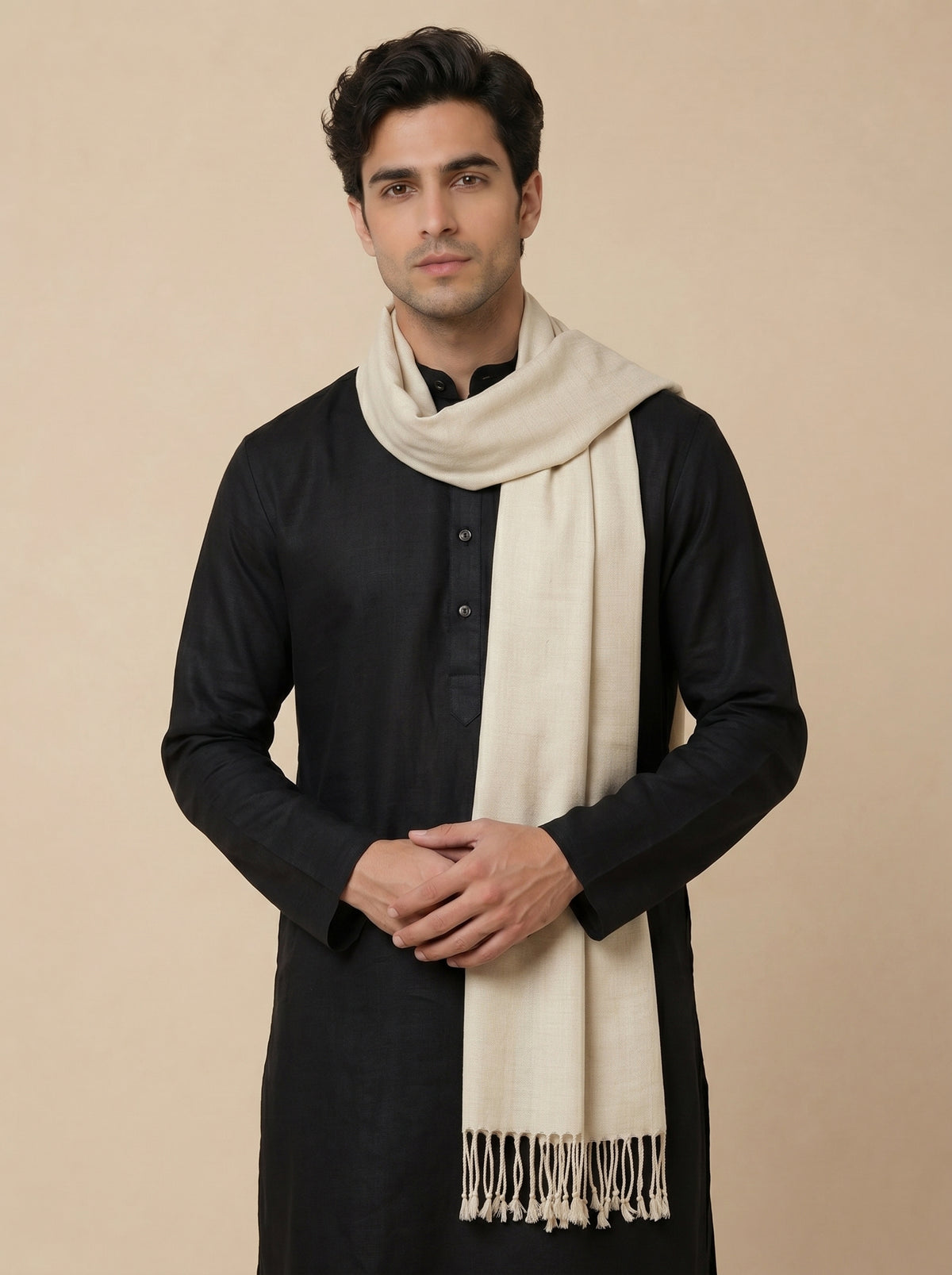 Men Lightweight Solid Color Warm Stole | Light Grey