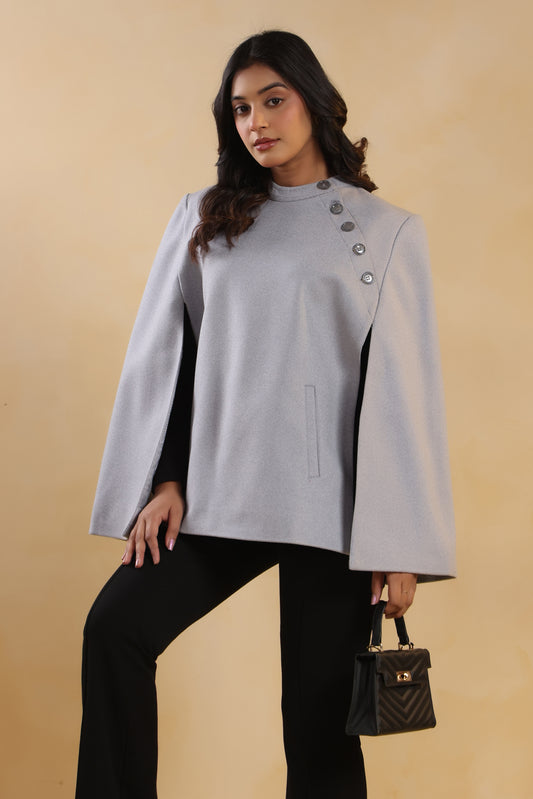 Women's Tweed Luxury Cape Jacket Shrug | Blue