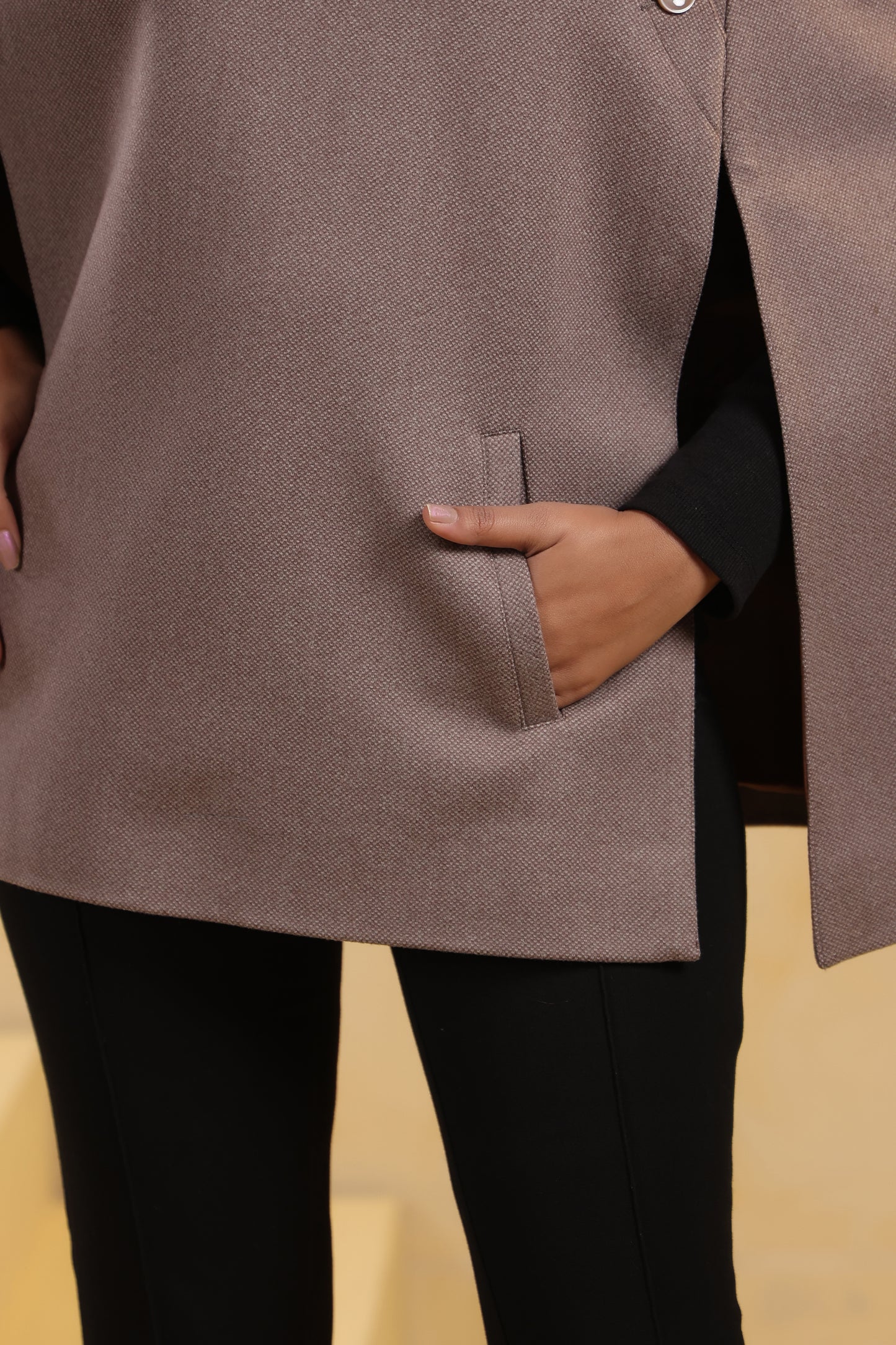 Women's Tweed Luxury Cape Jacket Shrug | Brown