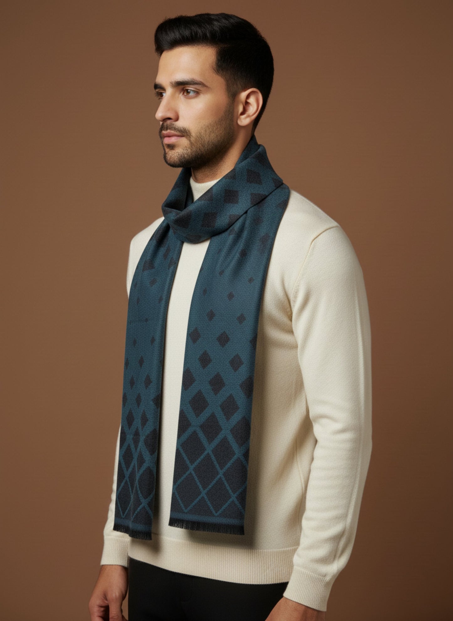 Soft Woollen Muffler for Men | Blue Black Scarf