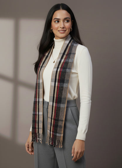 Soft Woollen Muffler for Women | Multicolor Check Scarf - view 3