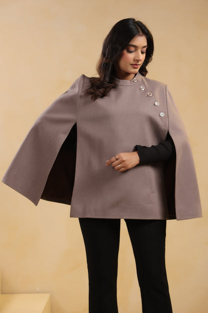 Women's Tweed Luxury Cape Jacket Shrug | Brown