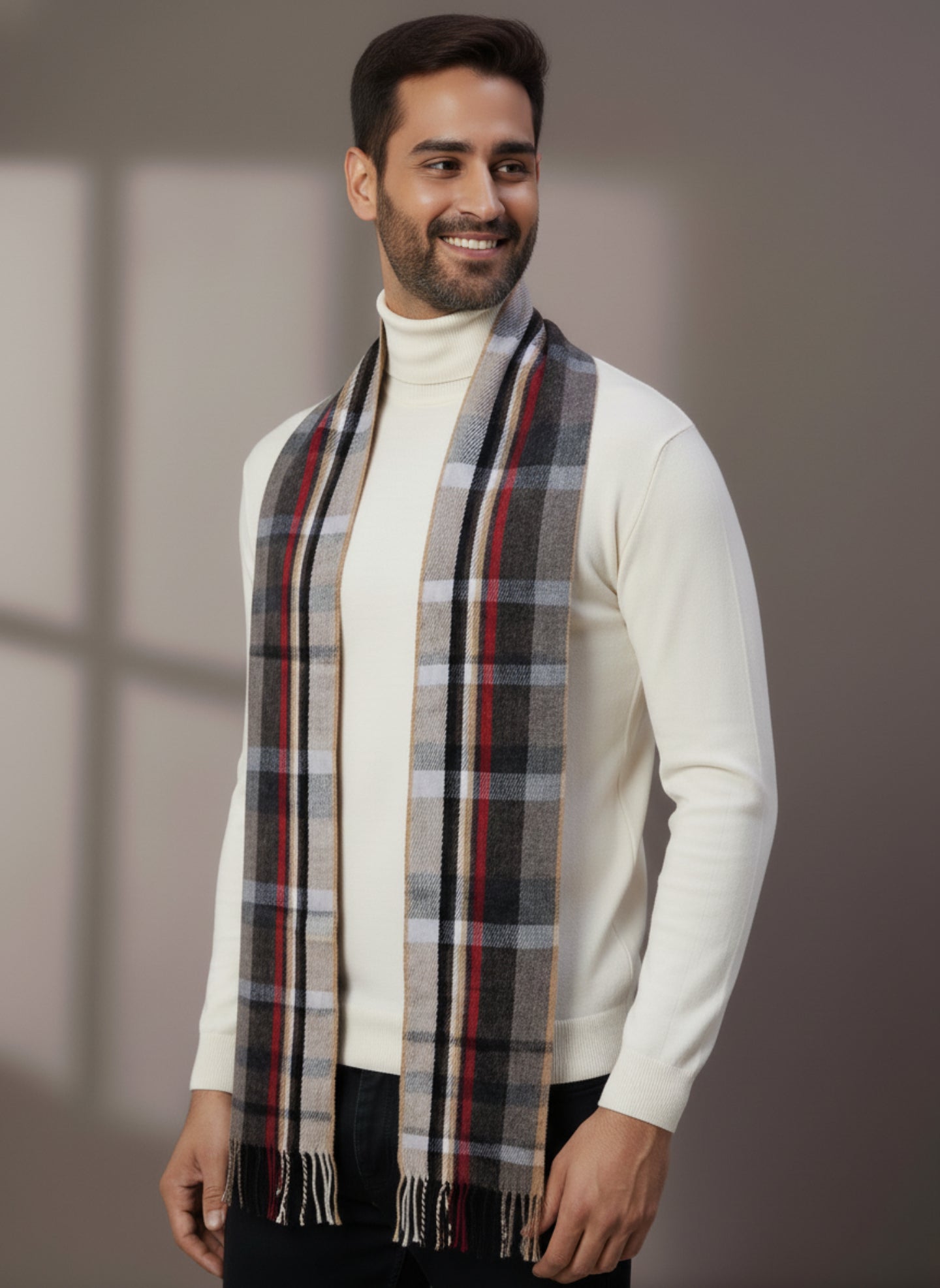 Soft Woollen Muffler for Men | Multicolor Check Scarf