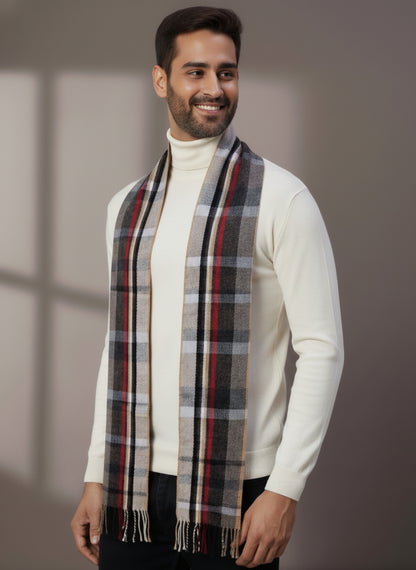 Soft Woollen Muffler for Men | Multicolor Check Scarf