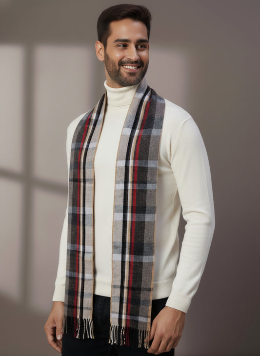 Soft Woollen Muffler for Men | Multicolor Check Scarf