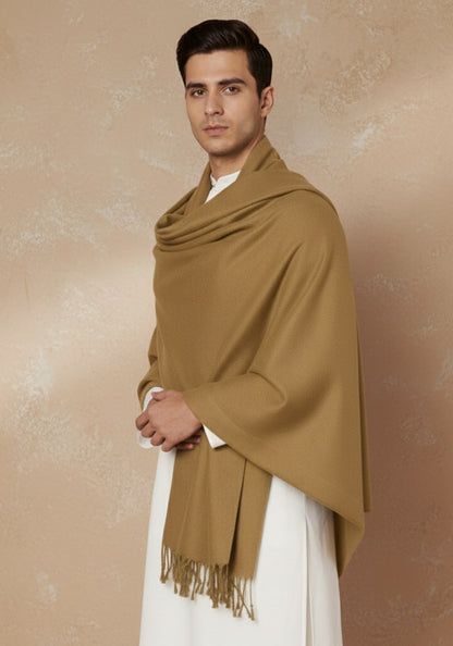 Men Lightweight Solid Color Warm Stole | Beige