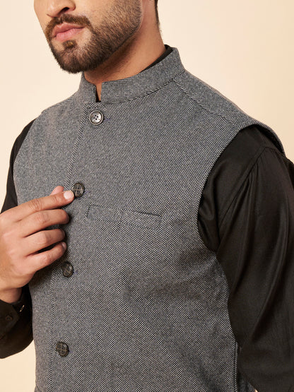 Men's Tweed Nehru Jacket | Grey