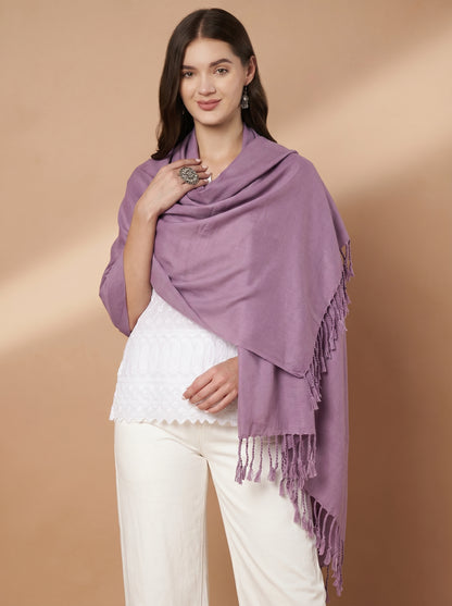 Plain Onion Woolen Stole for Women | Onion