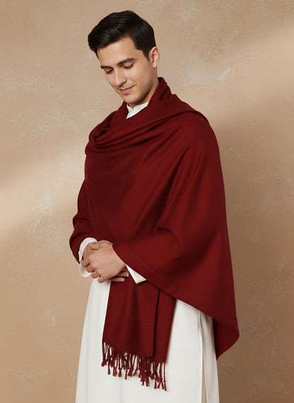 Men Lightweight Solid Color Warm Stole | Maroon