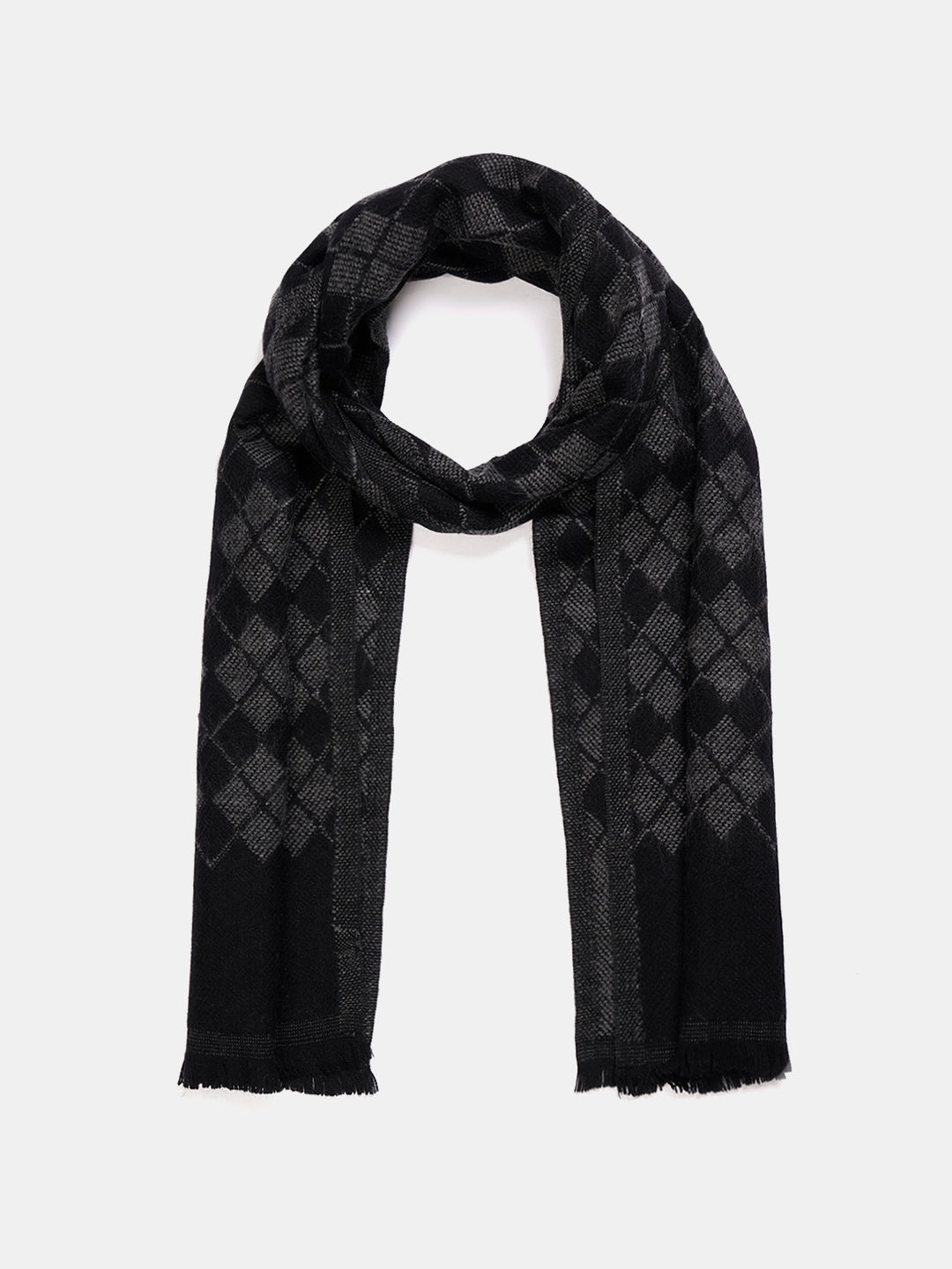 Soft Woollen Muffler for Women | Black Grey Scarf