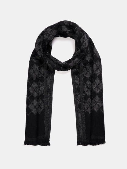 Soft Woollen Muffler for Women | Black Grey Scarf
