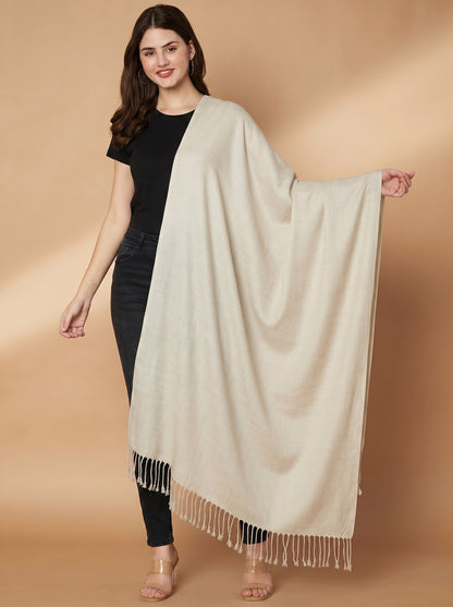 Plain Light Grey Woolen Stole for Women | Light Grey