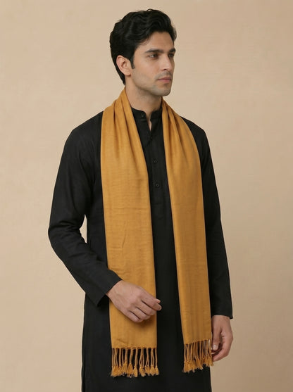 Men Lightweight Solid Color Warm Stole | Mustard