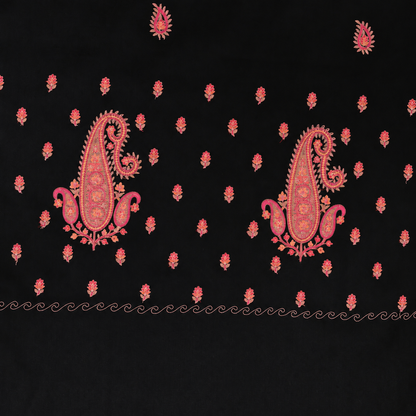 Fine Embroidery Paper Mache Kashmiri Wool Shawl for Men | Black - view 6