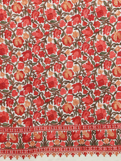Kashmiri Aari Embroidery Woollen Stole for Men | Off White - view 6
