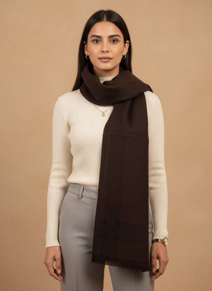 Soft Woollen Muffler for Women | Brown Scarf