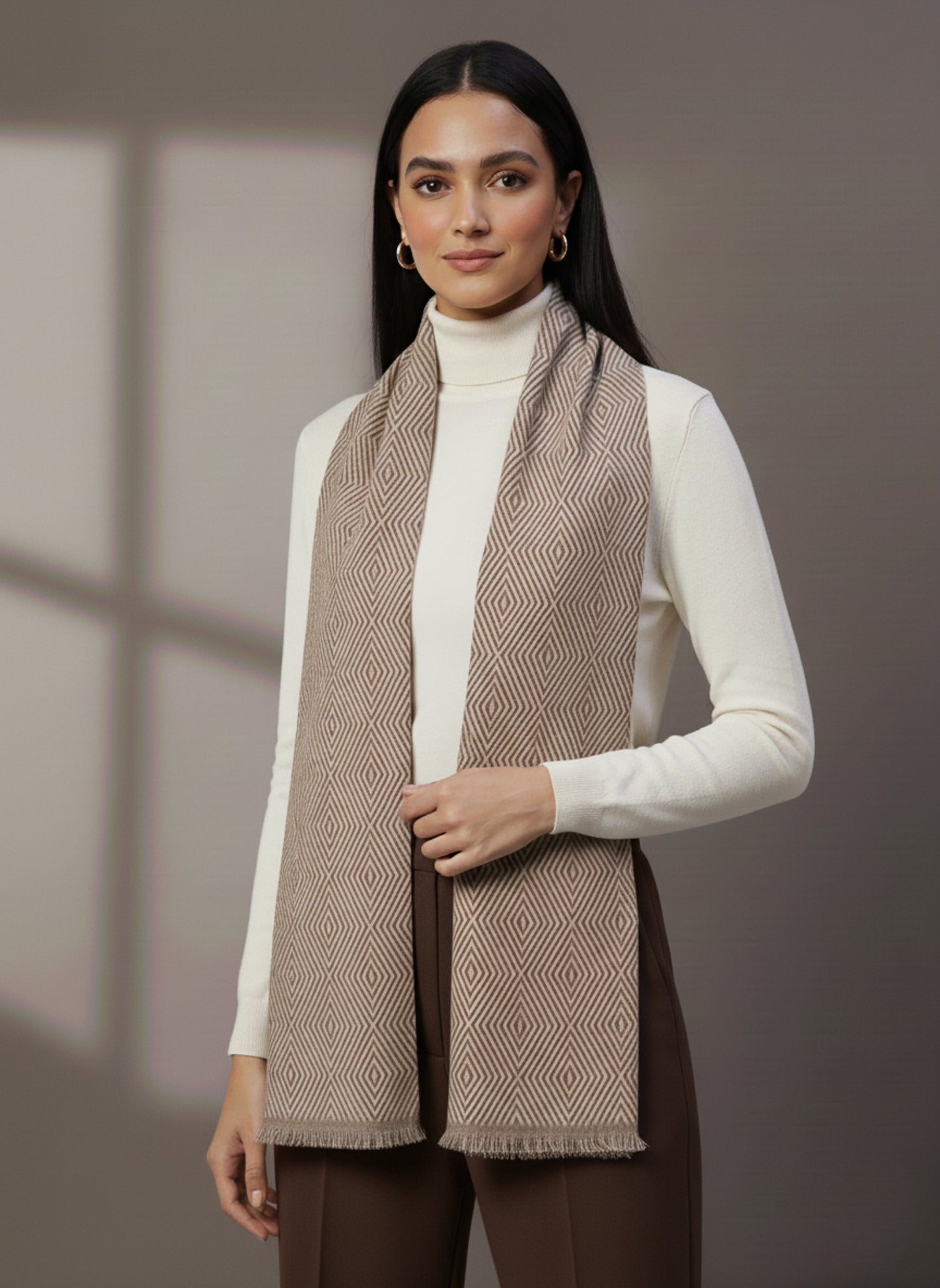 Soft Woollen Muffler for Women | Beige Scarf
