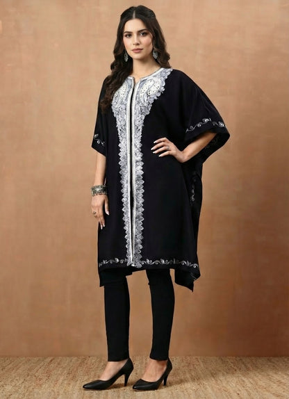 Aari Paisley Embroidery Black Pheran Shrug - view 7