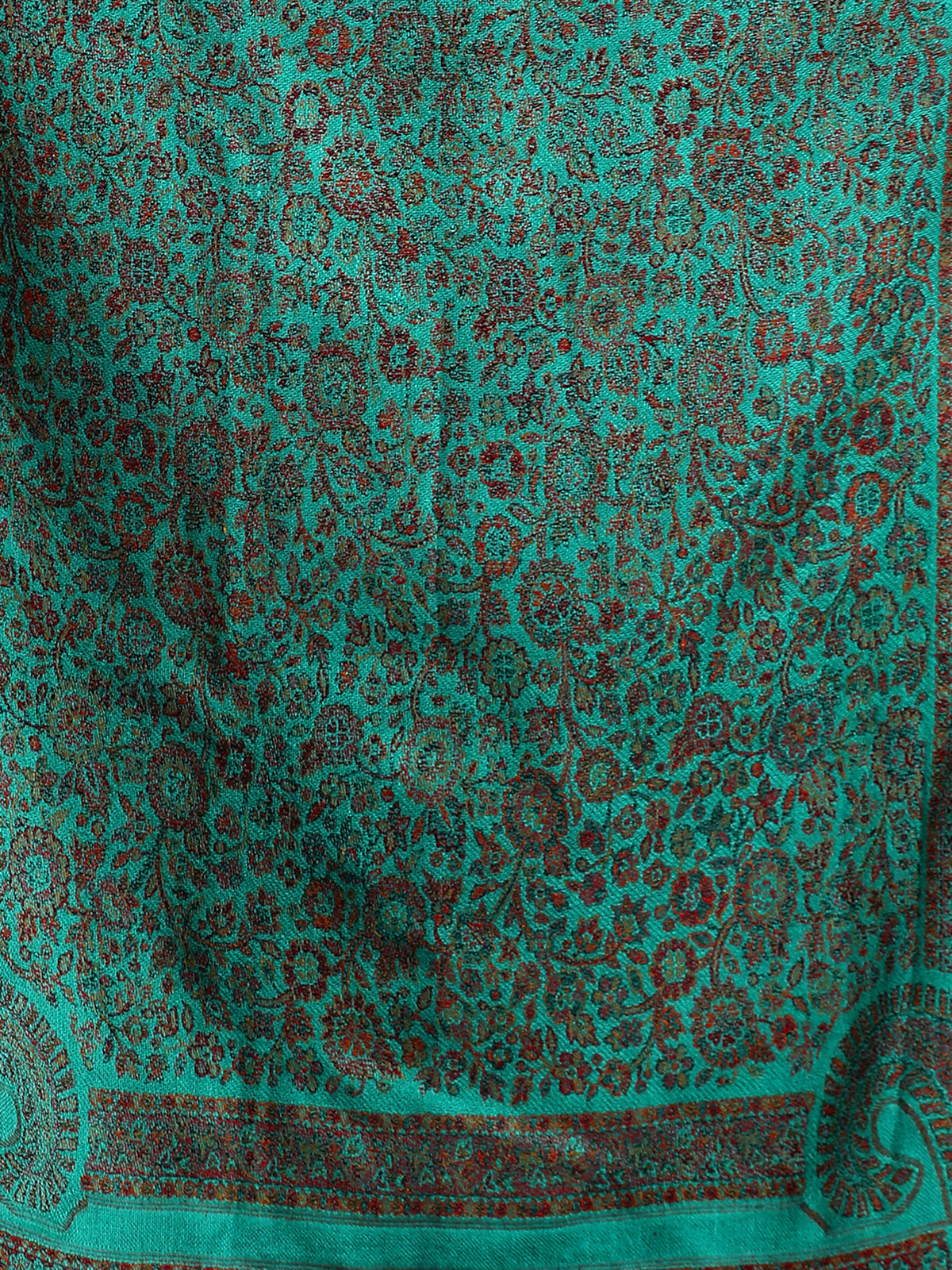 Kashmiri Kani Stole for Men in Floral Weaving | Green - view 6