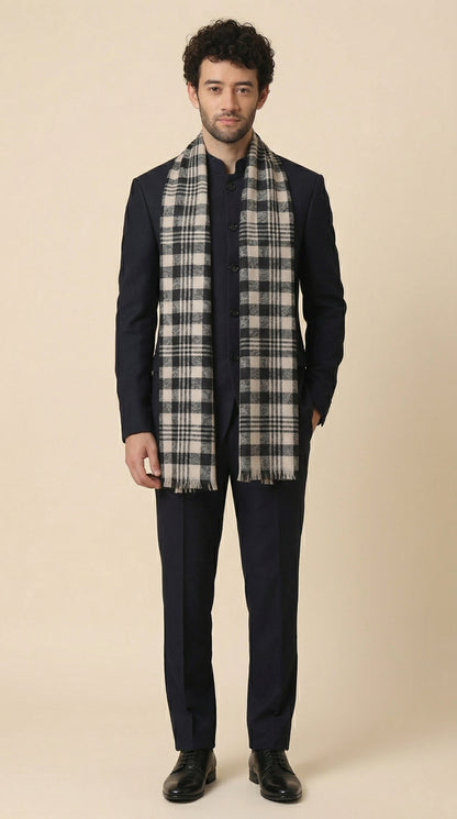 Ultra Soft Woven Stole for Men | Cream - view 3