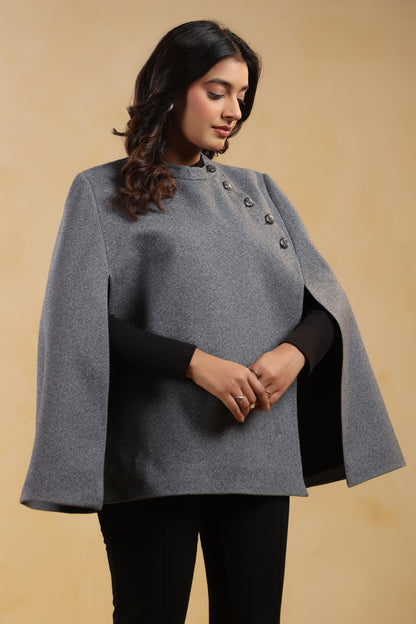Women's Tweed Luxury Cape Jacket Shrug | Grey