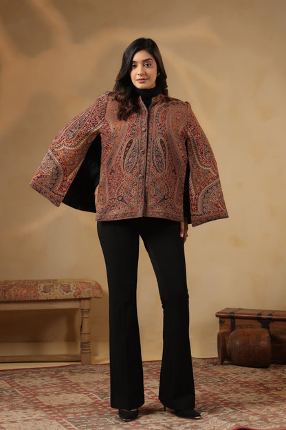 Women's Royal Designer Paisley Weave Jacket Cape | Multicolour