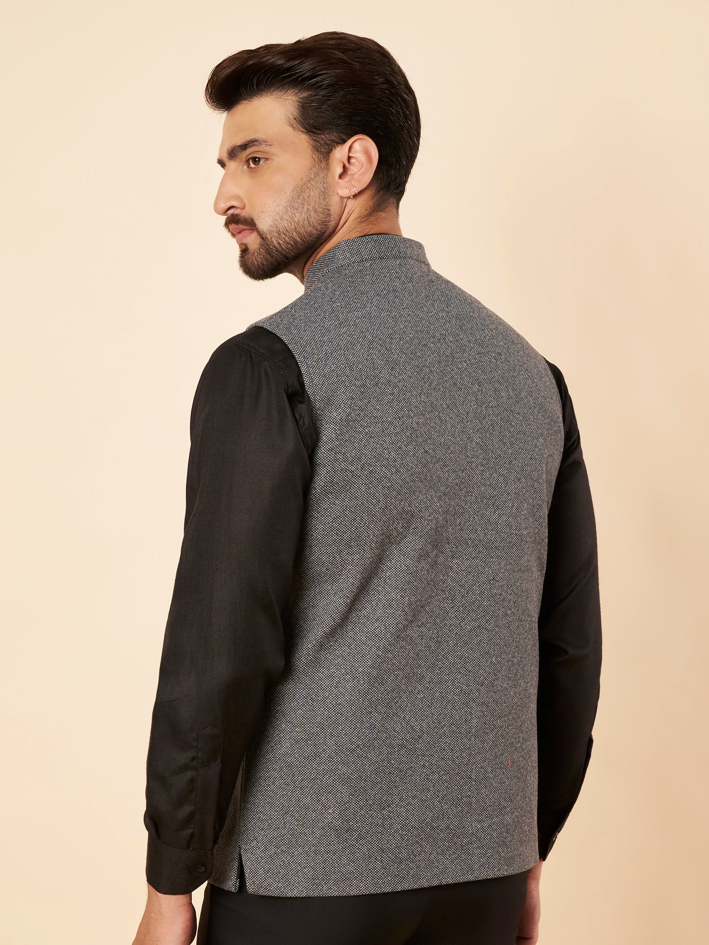 Men's Tweed Nehru Jacket | Grey